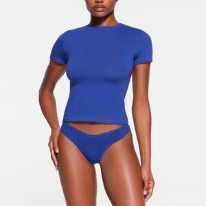 Skims cotton jersey t-shirt cobalt blue